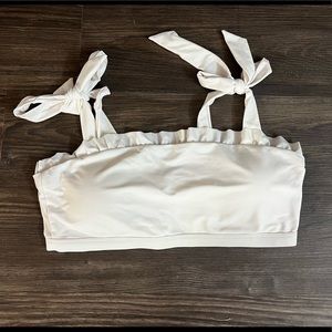 White ruffle bikini set